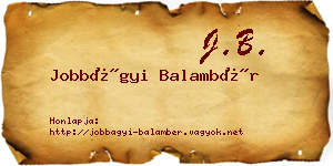 Jobbágyi Balambér névjegykártya